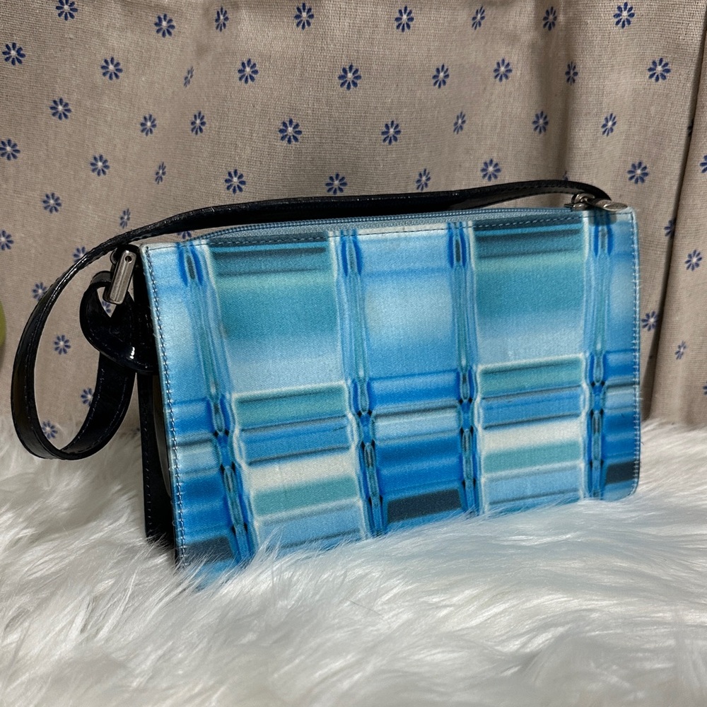 Saks Fifth Avenue Blue Checkered Crossbody Bag